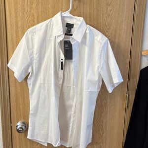 H&M White Casual Button Down Short Sleeve Shirt